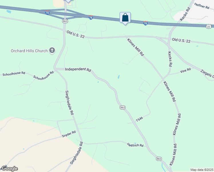 map of restaurants, bars, coffee shops, grocery stores, and more near 1794 Independent Road in Breinigsville