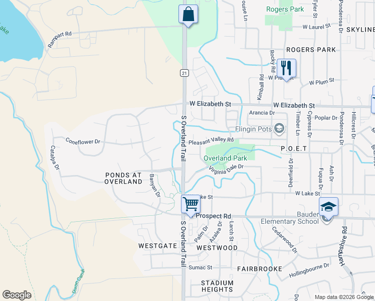 map of restaurants, bars, coffee shops, grocery stores, and more near 3018 Stadium Court in Fort Collins