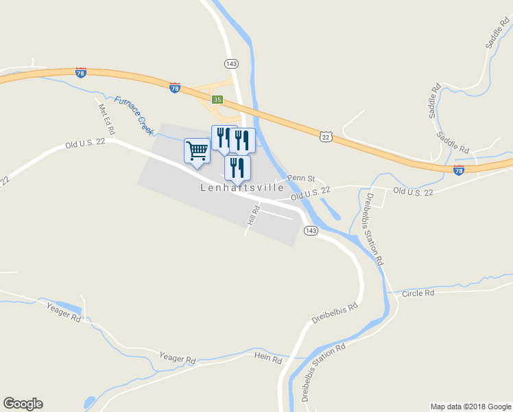 map of restaurants, bars, coffee shops, grocery stores, and more near 14 Chestnut Street in Lenhartsville