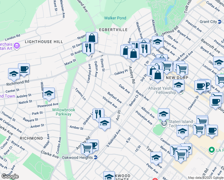 map of restaurants, bars, coffee shops, grocery stores, and more near 60 Bishop Street in Staten Island