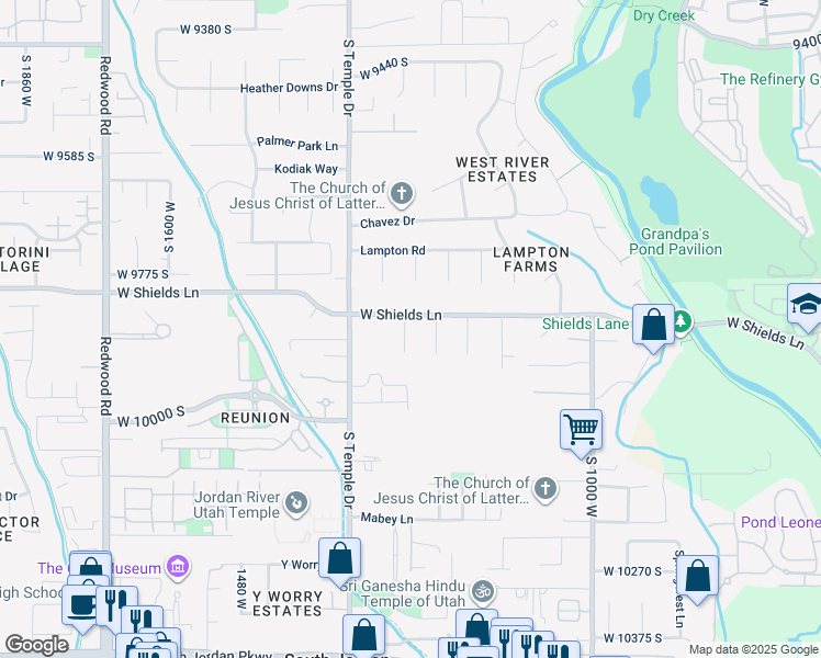 map of restaurants, bars, coffee shops, grocery stores, and more near 9877 1230 West in South Jordan