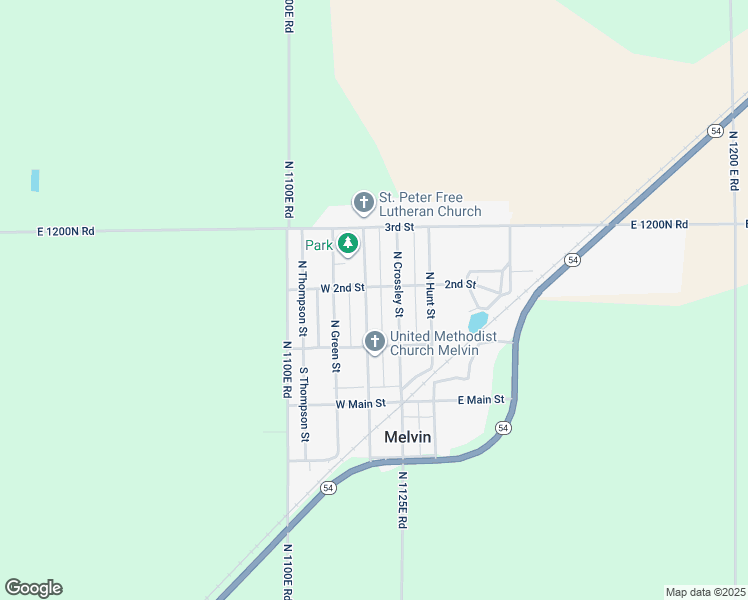 map of restaurants, bars, coffee shops, grocery stores, and more near 221 North Center Street in Melvin