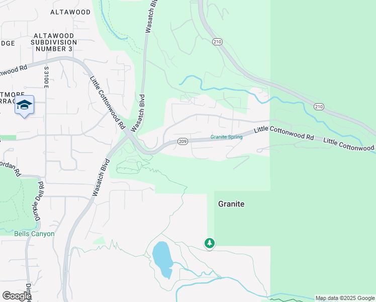 map of restaurants, bars, coffee shops, grocery stores, and more near 9858 Alta Ridge Circle in Sandy
