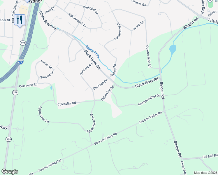 map of restaurants, bars, coffee shops, grocery stores, and more near 1553 Colesville Road in Bethlehem