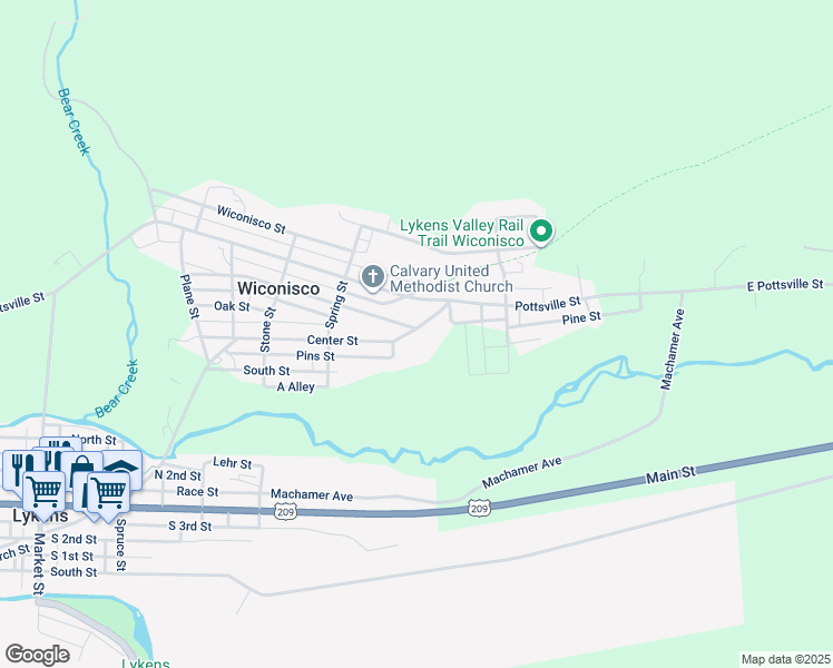 map of restaurants, bars, coffee shops, grocery stores, and more near in Wiconisco