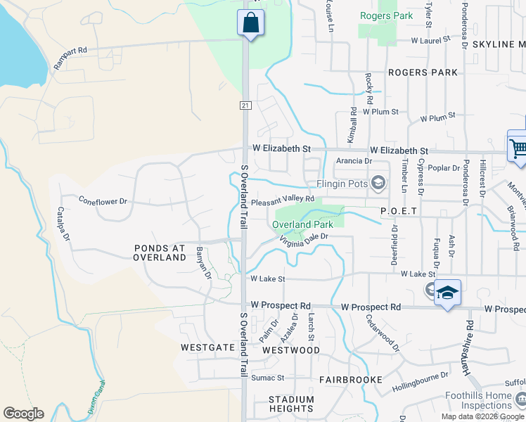 map of restaurants, bars, coffee shops, grocery stores, and more near 3009 Virginia Dale Drive in Fort Collins