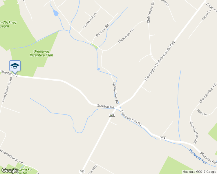 map of restaurants, bars, coffee shops, grocery stores, and more near 35 Springtown Road in Readington Township