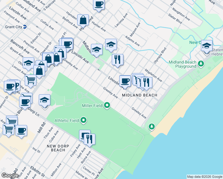 map of restaurants, bars, coffee shops, grocery stores, and more near 921 Nugent Avenue in Staten Island