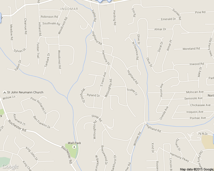 map of restaurants, bars, coffee shops, grocery stores, and more near 9119 Willoughby Road in Pittsburgh