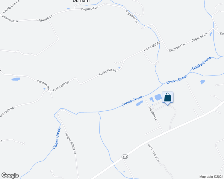 map of restaurants, bars, coffee shops, grocery stores, and more near 3844 Funks Mill Road in Riegelsville