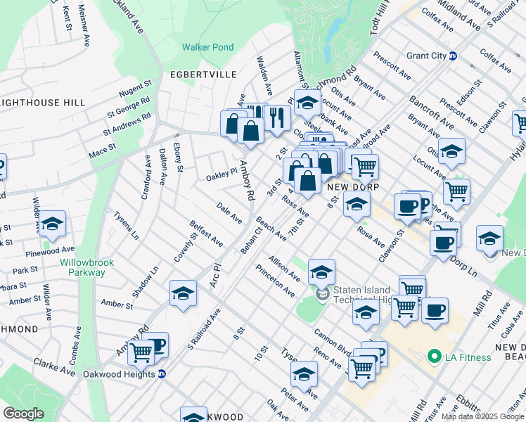 map of restaurants, bars, coffee shops, grocery stores, and more near 236 3rd Street in Staten Island
