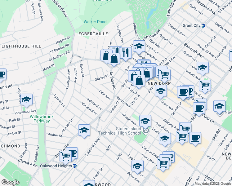 map of restaurants, bars, coffee shops, grocery stores, and more near 236 3rd Street in Staten Island