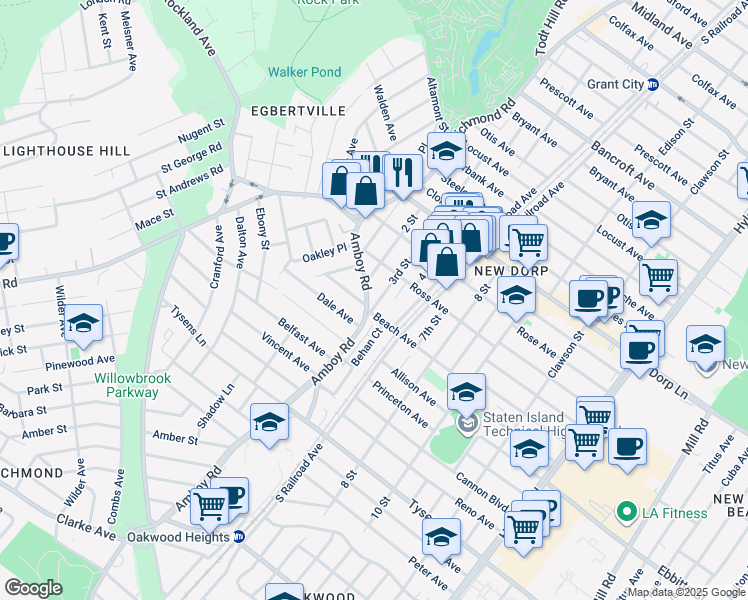 map of restaurants, bars, coffee shops, grocery stores, and more near 236 3rd Street in Staten Island