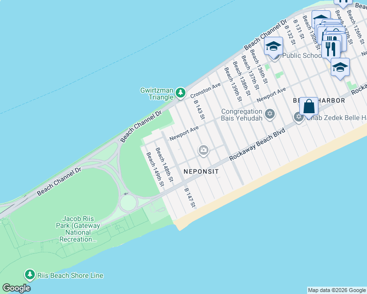 map of restaurants, bars, coffee shops, grocery stores, and more near 3-34 B 146 Street in Queens