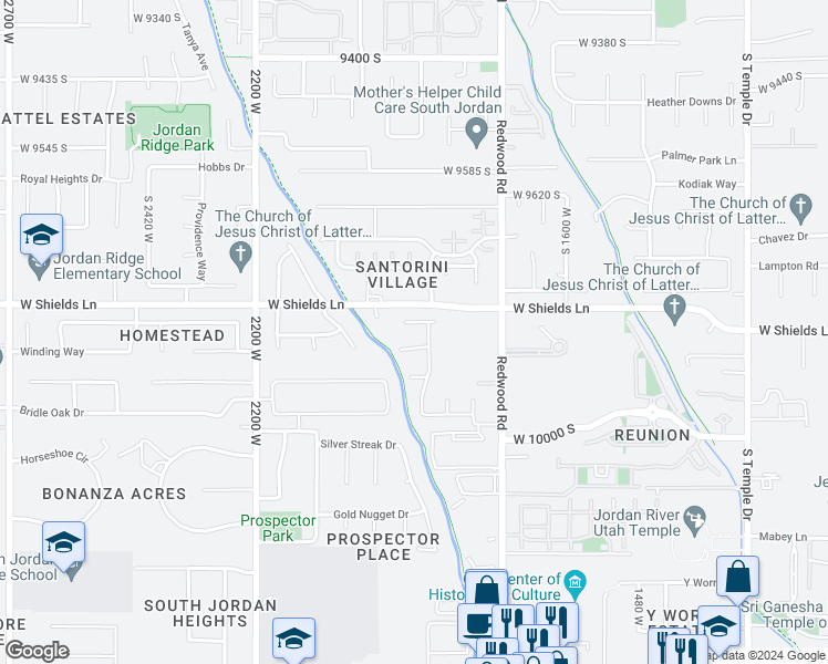 map of restaurants, bars, coffee shops, grocery stores, and more near 1868 9870 South in South Jordan