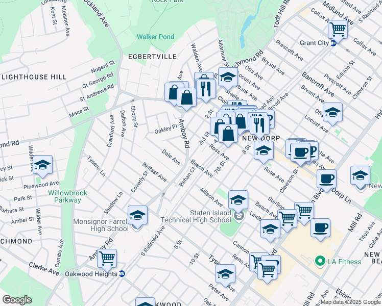 map of restaurants, bars, coffee shops, grocery stores, and more near 236 3rd Street in Staten Island