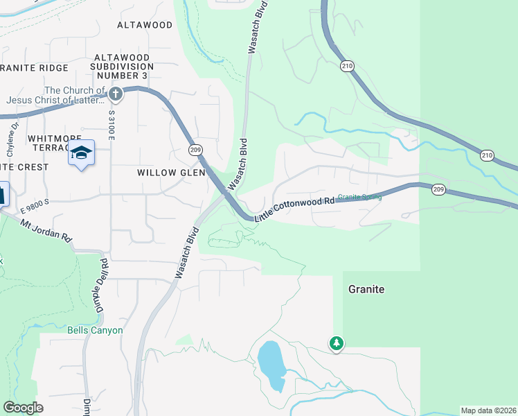 map of restaurants, bars, coffee shops, grocery stores, and more near 10 La Montagne Lane in Sandy