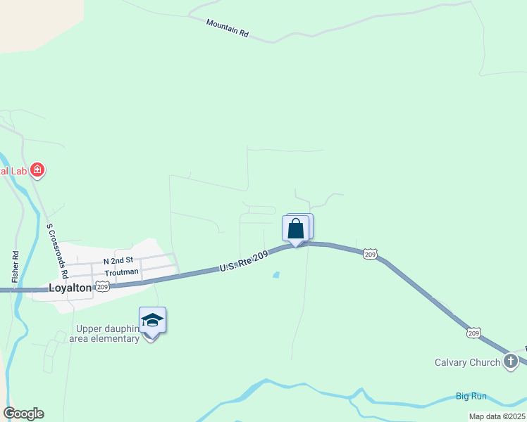 map of restaurants, bars, coffee shops, grocery stores, and more near 279 Park Lane in Lykens