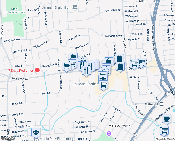 map of restaurants, bars, coffee shops, grocery stores, and more near 1 Dayton Dr in Middlesex