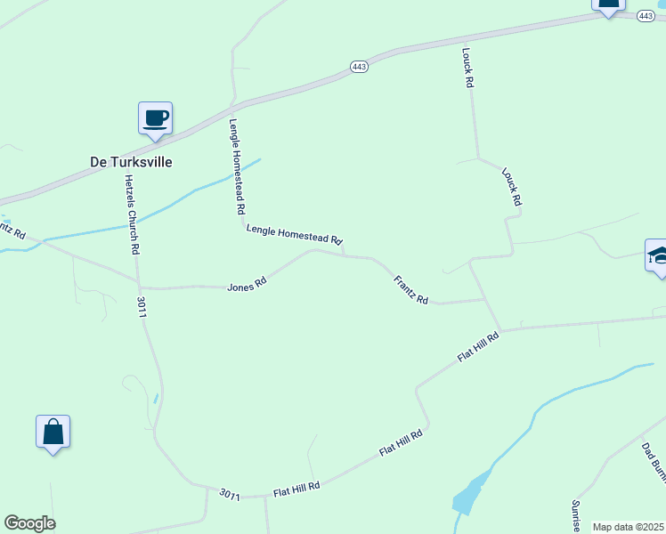 map of restaurants, bars, coffee shops, grocery stores, and more near Jones Road in Schuylkill County