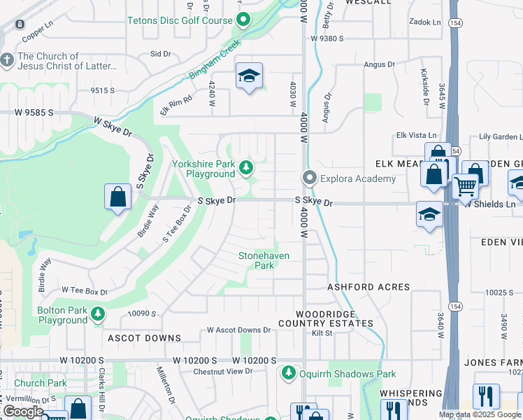 map of restaurants, bars, coffee shops, grocery stores, and more near 4083 9765 South in South Jordan