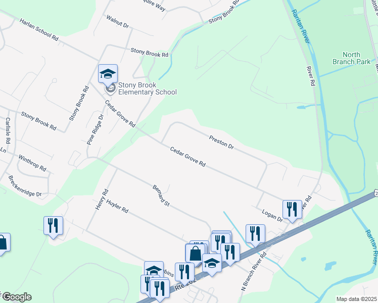 map of restaurants, bars, coffee shops, grocery stores, and more near 76 Cedar Grove Road in Somerville