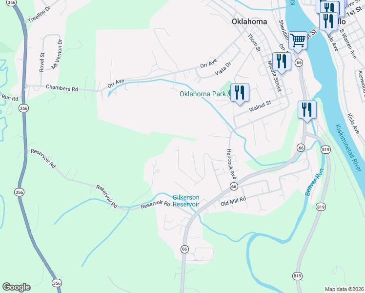 map of restaurants, bars, coffee shops, grocery stores, and more near 1060 King Arthur Drive in Apollo