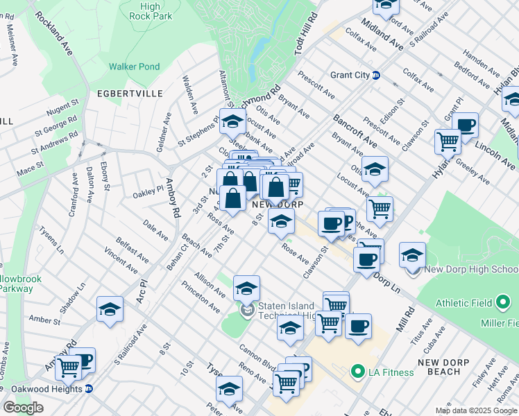 map of restaurants, bars, coffee shops, grocery stores, and more near in Staten Island