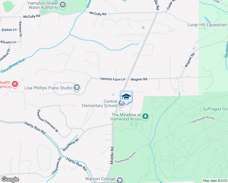 map of restaurants, bars, coffee shops, grocery stores, and more near 4225 Middle Road in Hampton Township