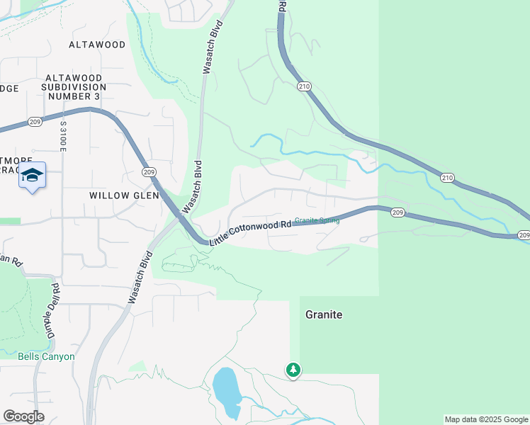 map of restaurants, bars, coffee shops, grocery stores, and more near 3613 Treseder View Lane in Sandy