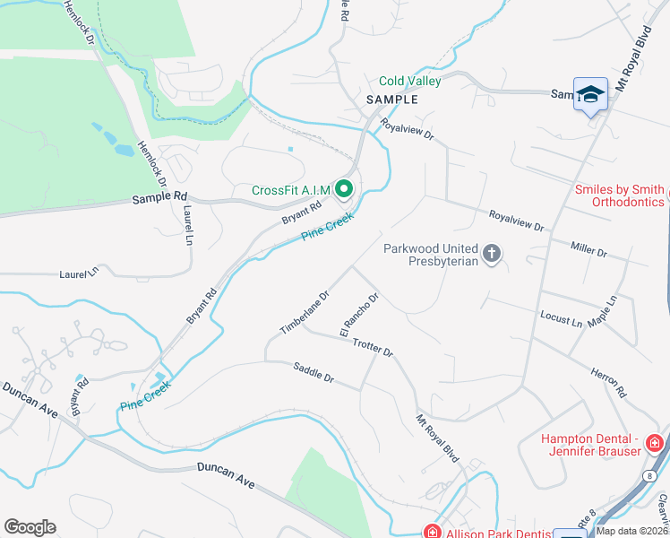 map of restaurants, bars, coffee shops, grocery stores, and more near 4203 Timberlane Dr in Hampton Township
