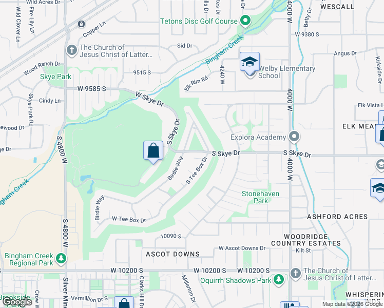 map of restaurants, bars, coffee shops, grocery stores, and more near 4354 Golf Circle in South Jordan