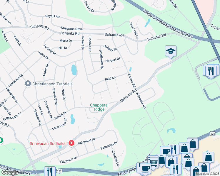 map of restaurants, bars, coffee shops, grocery stores, and more near 259 Sylvia Lane in Allentown