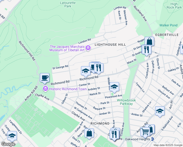 map of restaurants, bars, coffee shops, grocery stores, and more near 254 Mace Street in Staten Island