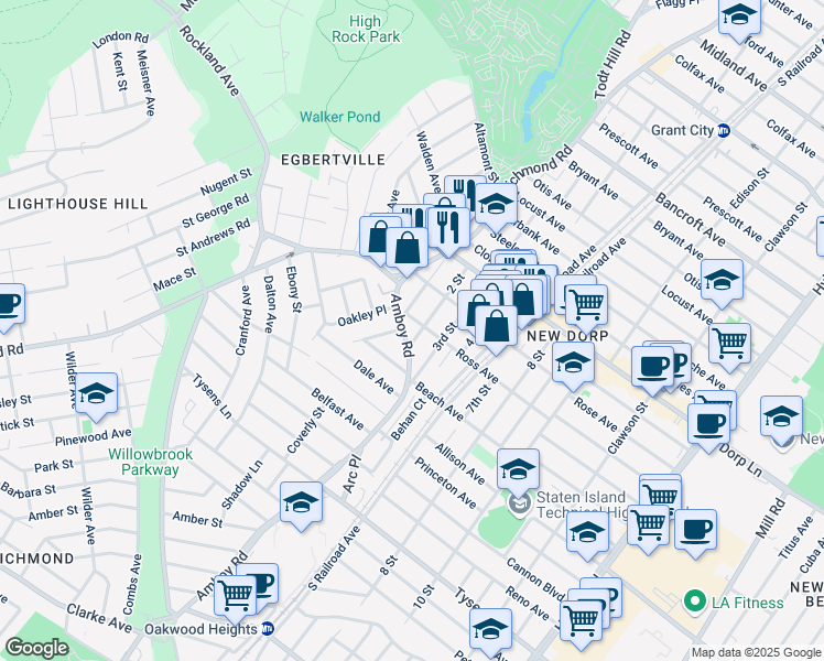map of restaurants, bars, coffee shops, grocery stores, and more near 99 2 Street in Staten Island