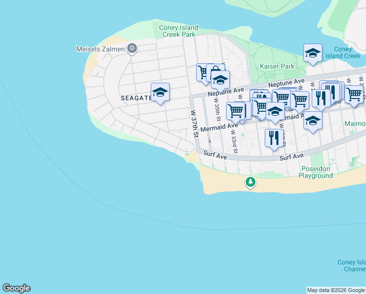 map of restaurants, bars, coffee shops, grocery stores, and more near 3719 Atlantic Avenue in Brooklyn