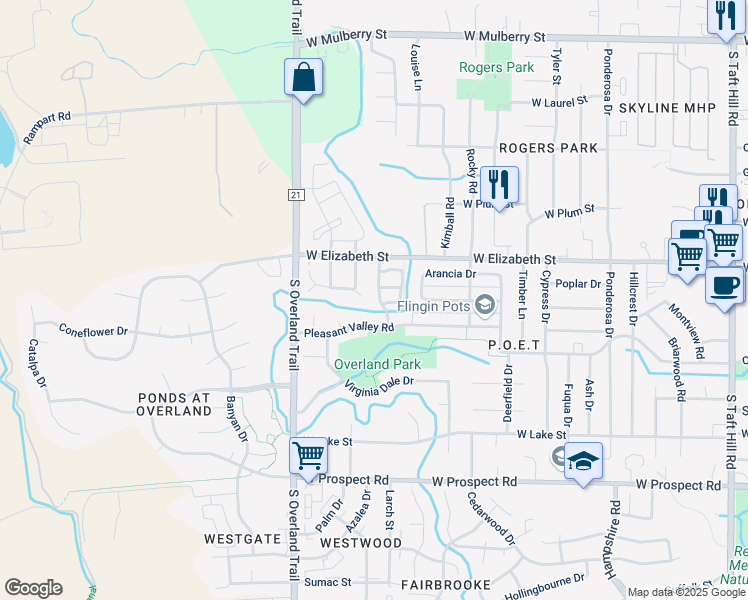 map of restaurants, bars, coffee shops, grocery stores, and more near 1103 Andrews Peak Drive in Fort Collins