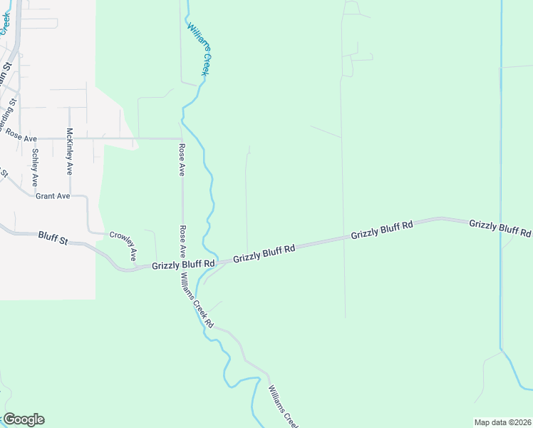 map of restaurants, bars, coffee shops, grocery stores, and more near 1561 Grizzly Bluff Road in Ferndale