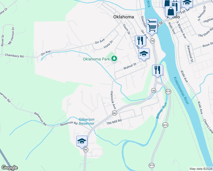 map of restaurants, bars, coffee shops, grocery stores, and more near 115 Lily Street in Apollo