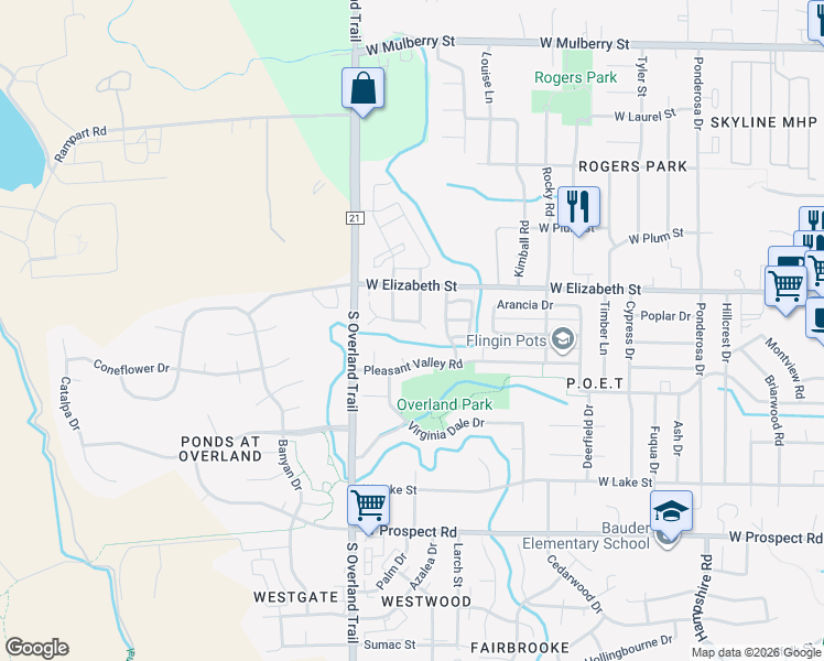 map of restaurants, bars, coffee shops, grocery stores, and more near 1042 Tierra Lane in Fort Collins