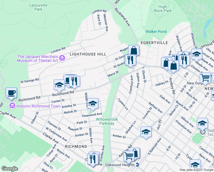 map of restaurants, bars, coffee shops, grocery stores, and more near 5 Altoona Avenue in Staten Island