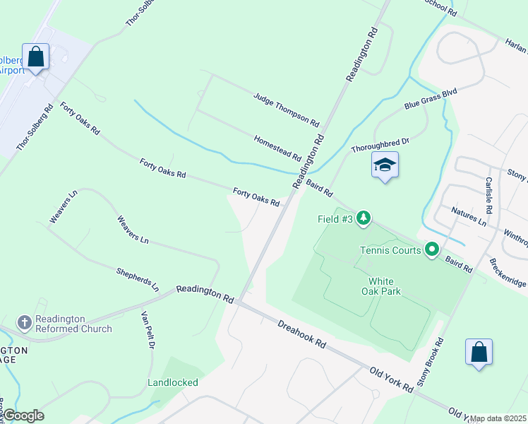 map of restaurants, bars, coffee shops, grocery stores, and more near 2 Hickory Lane in Hunterdon County