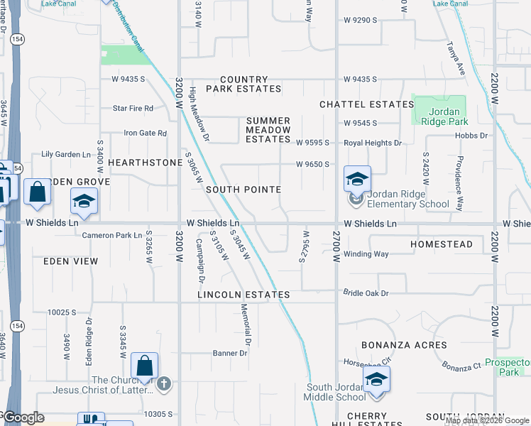 map of restaurants, bars, coffee shops, grocery stores, and more near 2909 West 9755 South in South Jordan