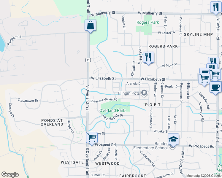 map of restaurants, bars, coffee shops, grocery stores, and more near 1103 Andrews Peak Drive in Fort Collins