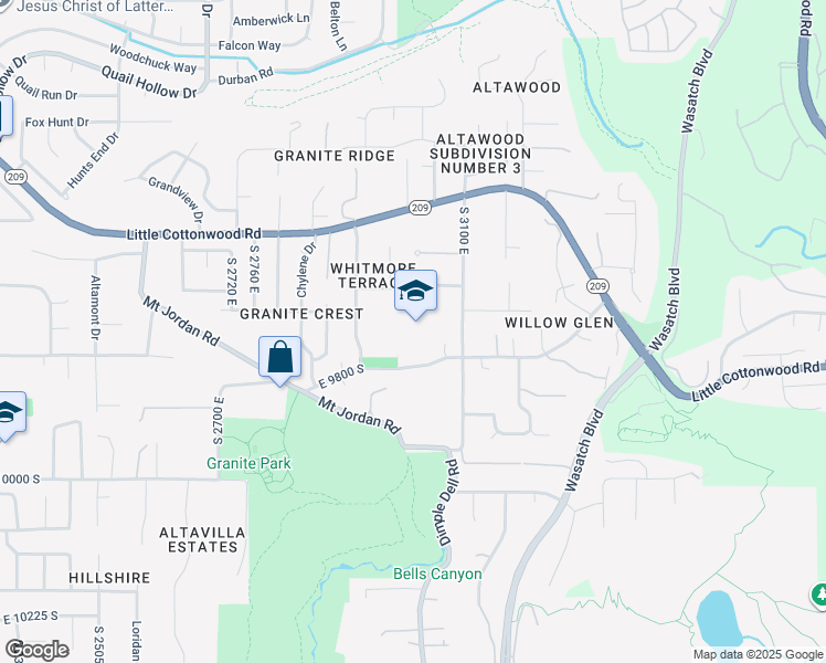 map of restaurants, bars, coffee shops, grocery stores, and more near 9760 South 3100 East in Sandy