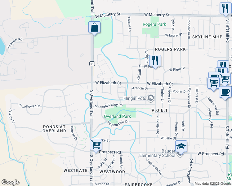 map of restaurants, bars, coffee shops, grocery stores, and more near 1103 Andrews Peak Drive in Fort Collins
