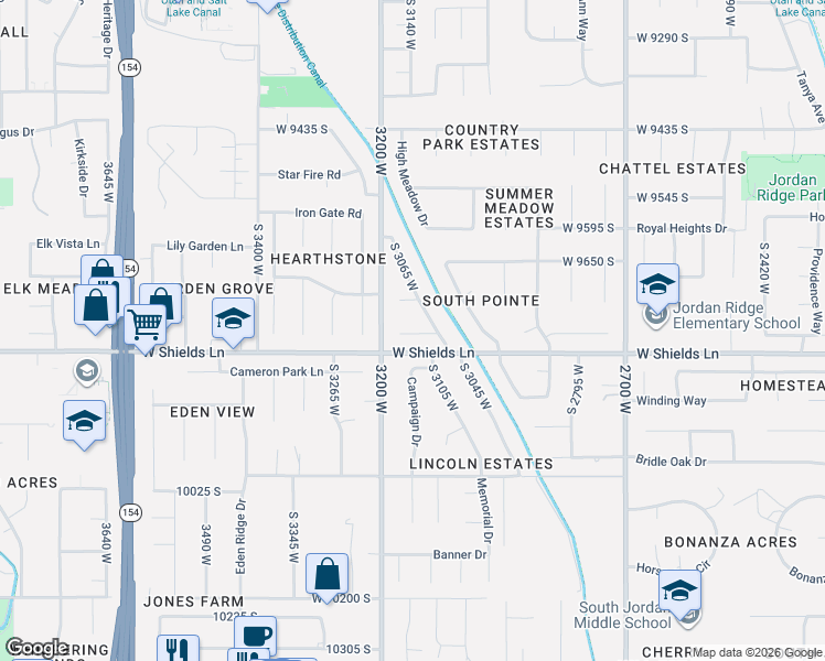 map of restaurants, bars, coffee shops, grocery stores, and more near 3132 West 9765 South in South Jordan