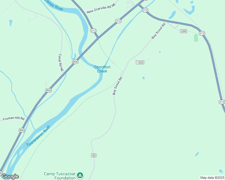 map of restaurants, bars, coffee shops, grocery stores, and more near 6710 Boy Scout Road Northeast in Zoarville