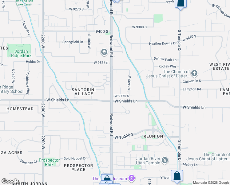 map of restaurants, bars, coffee shops, grocery stores, and more near 1649 West 9775 South in South Jordan