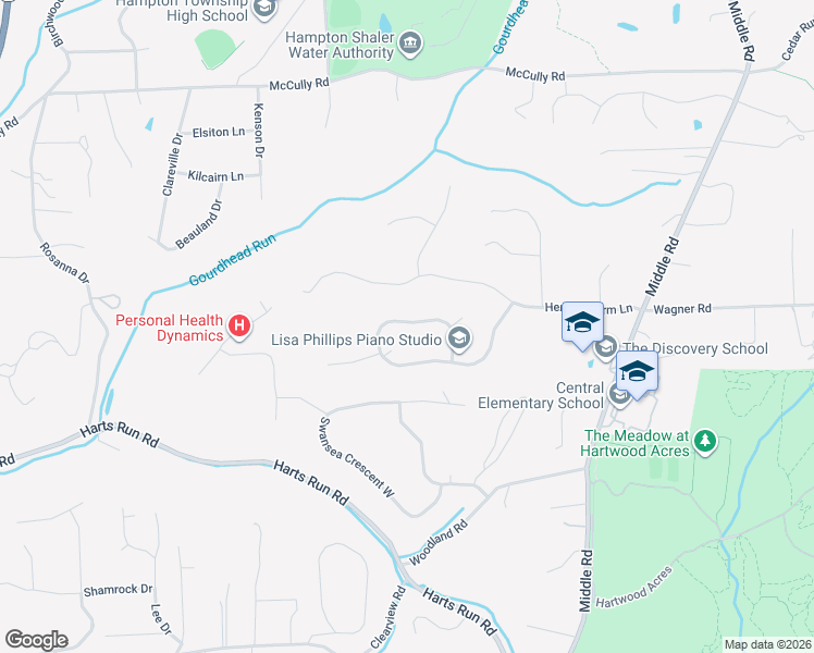 map of restaurants, bars, coffee shops, grocery stores, and more near 3065 Canterbury Drive in Hampton Township
